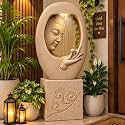 EXPLEASIA Buddha Face Shower with Stand Fountain for Home Indoor Water Fountain Big Size Water Fountain for Garden Water Fountain for Home vastu (Beige)