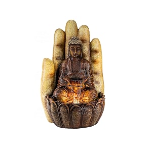 expleasia embossed palm buddha water fountain for home indoor water fountain big size fountain for home vastu buddha fountain 3 feet