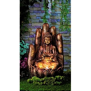 expleasia embossed palm buddha water fountain for home indoor water fountain big size fountain for home vastu buddha fountain 3 feet