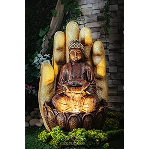 expleasia embossed palm buddha water fountain for home indoor water fountain big size fountain for home vastu buddha fountain 3 feet