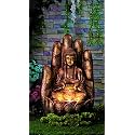 EXPLEASIA Embossed Palm Buddha Water Fountain for Home Indoor Water Fountain Big Size Fountain for Home vastu Buddha Fountain 3 feet