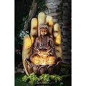 EXPLEASIA Embossed Palm Buddha Water Fountain for Home Indoor Water Fountain Big Size Fountain for Home vastu Buddha Fountain 3 feet