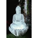 EXPLEASIA Lotus Buddha 3ft Water Fountain | Indoor Home Office Garden Vastu Decor | Big Size Waterfall | 65x65x90 cms |Pure White