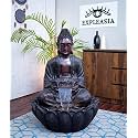 EXPLEASIA Lotus Buddha 3ft Water Fountain | Indoor Home Office Garden Vastu Decor | Big Size Waterfall | 65x65x90 cms |Brown