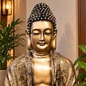 EXPLEASIA Lotus Buddha 3ft Water Fountain | Indoor Home Office Garden Vastu Decor | Big Size Waterfall | 65x65x90 cms |Golden