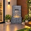 EXPLEASIA Slate Water Fall Water Fountain for Home Garden vastu Living Room Terrace Balcony Office (102.5x62x34 cm) (Dark Grey)
