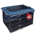 Explore Land Dog Crate Cover for 24 Inches Wire Cage, Heavy-Duty Lattice Pet Kennel Enclosure Compatible with 1 2 3 Doors Standard Metal Cage (Blue)