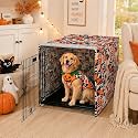 Explore Land Halloween Pattern Dog Crate Cover,48 Inches(Dog Grid)
