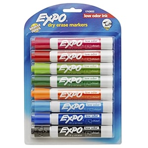 expo 1743032 low-odor dry erase markers chisel tip fashion colors 8-count
