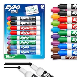 expo 2 low-odor dry erase marker set chisel tip 16-piece assorted colors 81045