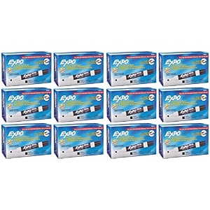 expo low odor chisel tip dry erase markers black 12 pack 80001 case of 12 packs
