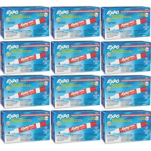 expo low odor chisel tip dry erase markers 12 red markers 80002 case of 12 packs