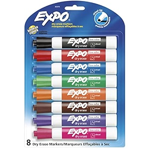 expo low odor chisel tip dry erase markers 8 colored markers80678