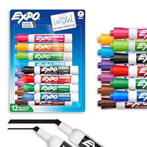 expo low odor chisel tip dry erase markers 12 colored markers80699