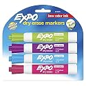 Expo Low Odor Chisel Tip Dry Erase Markers, 4 Colored Markers(81029)