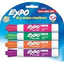 Expo Low Odor Chisel Tip Dry Erase Markers, Assorted, 4/Card SAN81044