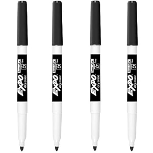 expo low odor dry erase markers fine point black 4-count