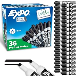 expo low odor dry erase markers chisel tip black 36 count