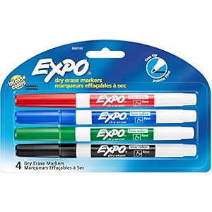 expo low-odor dry erase markers fine point assorted colors 4-count