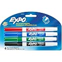 EXPO Low-Odor Dry Erase Markers, Fine Point, Assorted Colors, 4-Count