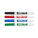 Expo Low Odor Fine Tip Dry Erase Markers, 4 Colored Markers (86074)