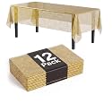 Exquisite Lace Table Cloth Rectangle Table Plastic 12-Pack Lace Tablecloth Rectangular 54" X 108" | Clear &amp; Gold Floral Tablecloth Disposable | Wild Flower Party Decorations &amp; Party Supplies