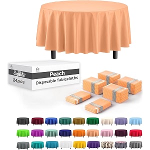 Exquisite Peach Plastic Table Cloth - 84-Inch