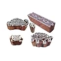 Exquisite Shapes Border and Tortoise Wooden Stamps for Printing (Set of 5)