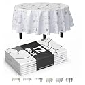 Exquisite Silver Silver Star Round Tablecloth 84" - 12 Pack