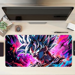 extended anime large mouse pad 11 x 23 inch  gaming mousepad for laptop desktop amp keyboard  smooth surface  anti-slip rubber base ultra instinc goku p14