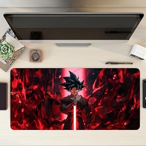 extended anime large mouse pad 11 x 23 inch  gaming mousepad for laptop desktop amp keyboard  smooth surface  anti-slip rubber base dragon ball z - goku p01