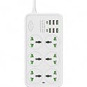 Extension Board with 20W Fast PD Type C 2500W 10A Extension Cord 4 Universal Socket 38W USB Fast Charging Ports Multi Port Extension for Home,Office,Computer,Mobile 2M Power Cord. (Z69-White)