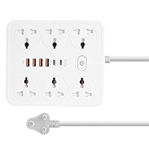 extension board with 20w fast pd type c 2500w 10a extension cord 4 universal socket 38w usb fast charging ports multi port extension for homeofficecomputermobile 2m power cord z67-white