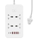 Extension Board with 20W Fast PD Type C 2500W 10A Extension Cord 4 Universal Socket 38W USB Fast Charging Ports Multi Port Extension for Home,Office,Computer,Mobile 2M Power Cord. (Z66-White)