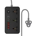 Extension Board with 20W Fast PD Type C 2500W 10A Extension Cord 4 Universal Socket 38W USB Fast Charging Ports Multi Port Extension for Home,Office,Computer,Mobile 2M Power Cord. (Z65-Black)
