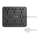 Extension Board with 20W Fast PD Type C 2500W 10A Extension Cord 4 Universal Socket 38W USB Fast Charging Ports Multi Port Extension for Home,Office,Computer,Mobile 2M Power Cord. (Z67-Black)