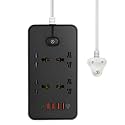 Extension Board with 20W Fast PD Type C 2500W 10A Extension Cord 4 Universal Socket 38W USB Fast Charging Ports Multi Port Extension for Home,Office,Computer,Mobile 2M Power Cord. (Z66-Black)