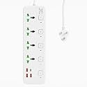 Extension Board with 20W Fast PD Type C 2500W 10A Extension Cord 4 Universal Socket 38W USB Fast Charging Ports Multi Port Extension for Home,Office,Computer,Mobile 2M Power Cord. (A85U-White)