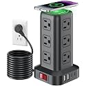 Extension Cord with Multiple Outlets, SMALLRT Power Strip Tower, 10FT Outlet Extender with 12 AC Outlets 4 USB, Power Strip with USB Ports for Home Office Dorm Room,Overload Protection