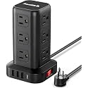 Extension Cord with Multiple Outlets, SMALLRT Power Strip Tower, Outlet Extender with 12 AC Outlets 4 USB, 6.5FT Extension Cord for Home Dorm Room, Office Supplies,Overload Protection