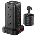 Extension Cord with Multiple Outlets, SMALLRT Power Tower, 15 FT Power Strip with USB Ports, 12 AC Outlets, Outlet Extender for Home Dorm Room Essentials, Office Supplies,Overload Protection