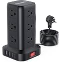 Extension Cord with Multiple Outlets, SMALLRT Power Strip Tower, 10FT Outlet Extender with 12 AC Outlets 4 USB, Power Strip with USB Ports for Home Office Dorm Room,Overload Protection