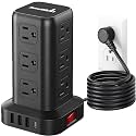 Extension Cord with Multiple Outlets, SMALLRT Power Strip Tower, PD 20W USB C, Outlet Extender with USB Ports 12 AC Outlets, 6.5FT Extension Cord for Home Office, Overload Protection