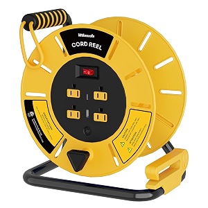 Extension Cord Storage Reel with 4-Grounded Outlet