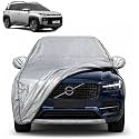 Exter 100% Waterproof Car Cover | Dustproof Sun Protection Cover | Soft Cotton Lining | Triple Stitched | Mirror Pocket | Antenna Pocket | All Weather Body Cover (Silver with Yellow Piping)