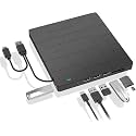 External CD/DVD Drive for Laptop, USB 3.0 Type-C DVD Player CD Burner ROM +/-RW Optical Reader Writer, Disk Drive with 4 USB Ports and 2 SD Card Slots for Windows/7/8/10,OS and Linux (Black)