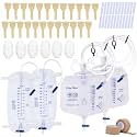 External Condom Catheter for Incontinence for Elderly Men,24pcs 30mm Soft Latex Sets,2 pcs 1000ml Leg Bags,2 pcs 2000ml Urine Bags 6pcs Stabilization Device with 2 Rolls of Tape Male