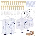 External Condom Catheter for Incontinence for Elderly Men,24pcs 35mm Soft Latex Sets,2 pcs 1000ml Leg Bags,2 pcs 2000ml Urine Bags 6pcs Stabilization Device with 2 Rolls of Tape Male(35mm)