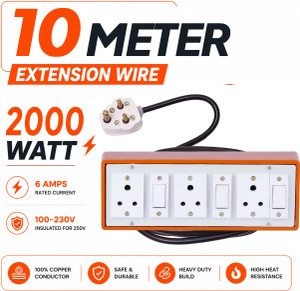 extocord heavy duty extension board 3 socket 3 switch 2000w 3 core cable 10 meter 3 socket extension boards brown 10 m
