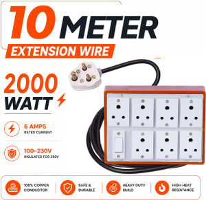 extocord heavy duty extension board 4 socket 4 switch 2000w 3 core cable 10 meter 7 socket extension boards brown 10 m